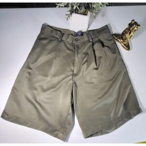 Dockers Olive Green Pleated Shorts Classic Fit Casual Menswear